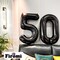 50 Number Balloons Black Big Giant Jumbo Mylar Foil 50 Balloon Numbers for 50th Birthday Party Anniversary Decorations 40-inches